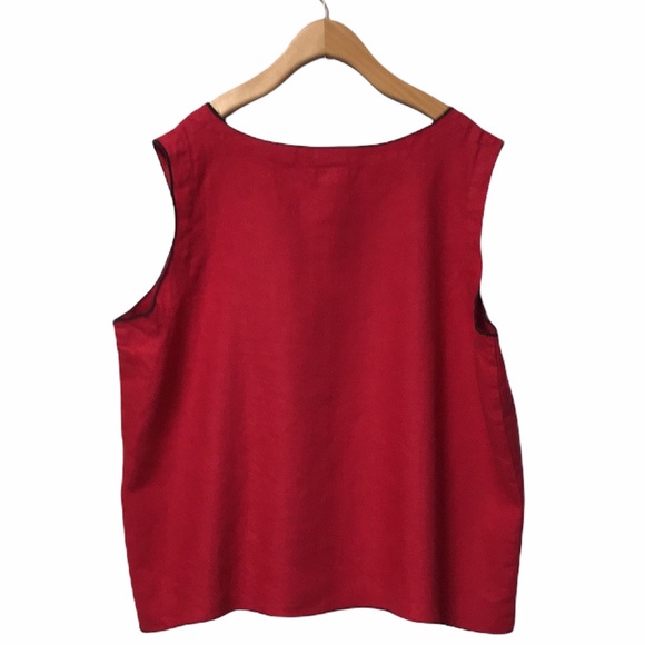 HOT COTTON Red Linen Top - Picture 2 of 7